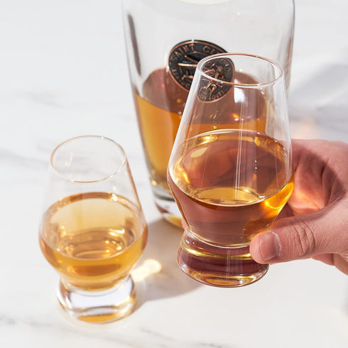 Viski Footed Crystal Scotch Glasses Set of 2 - Premium Liquor Drinking Glass, Classic Whiskey Bourbon Glasses and Scotch Glass Gift Set, 8 oz...