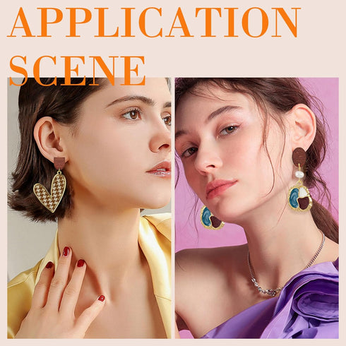 Oubaka 60pcs Wooden Earring Studs for Jewelry Making,Wooden Stud Earrings Wood Earring Posts Earring Pin Stud Bulk with 100pcs Earring Backs for D...