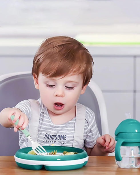 DF DUALFERV 10 pcs Toddler Utensils, Stainless Steel Toddler Silverware Set with Round Handle, Baby Forks for Self Feeding, 5 Toddler Forks and 5 ...