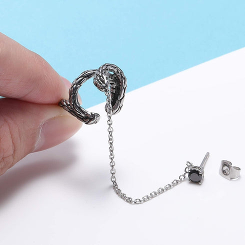 Chain Linked Upper Ear Stud Punk Sword Dangle Surgical Steel Helix Cartilage to Lobe Stud Earring...