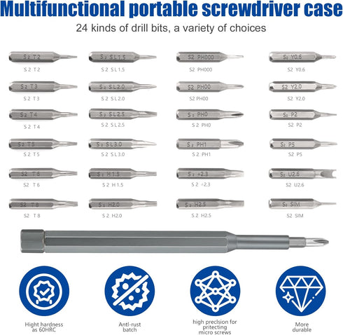 24-in-1 Precision Screwdriver Set, Boogom Small Screwdriver Magnetic Set, Mini Carrying Repair Kit for Cameras, Laptops, Cell Phones, Eyeglasses, ...