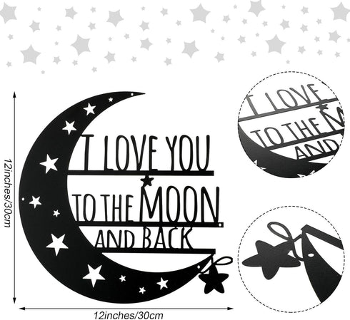 Ripeng I Love You Back Wall Art Moon Metal Decorations Hanging Sign with Quote Silhouette Wall Art for Home Bedroom Living Room Bathroom Kitchen O...