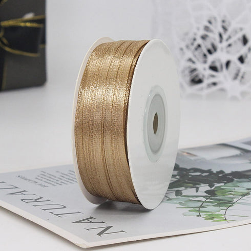 Champagne Ribbon - Solid Color Thin Satin Ribbon,1/8 inch x 100 Yards Double Face Gift Ribbon for Crafts...