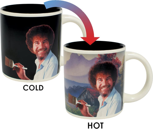 The Unemployed Philosophers Guild Bob Ross Heat Changing Mug - Add Coffee or Tea and a Happy Little Scene Appears - Comes in a Fun Gift Box...