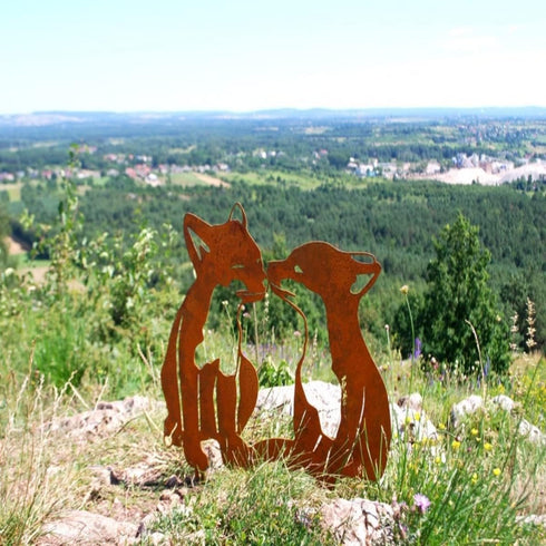 Garden Outdoor Fox Decoration Rusty Metal Yard Art Animal Corten Steel Garden Decor Decoration Stake Gift Handmade Wall Art for Yard Lawn Trees Fe...