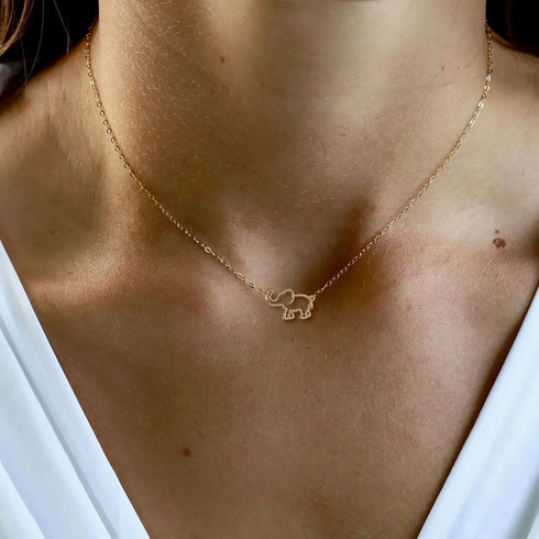 Dainty Necklace for Women, 14K Gold Plated Elephant Bee Cat Dog Bear Necklace Cute Necklaces Simple Gold Necklace...