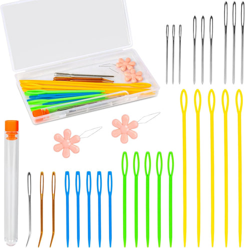 LOVEINUSA 30PCS Large Eye Sewing Needles, Plastic Yarn Needles Craft Needles with Storage Box for Kids Knitting Crochet......