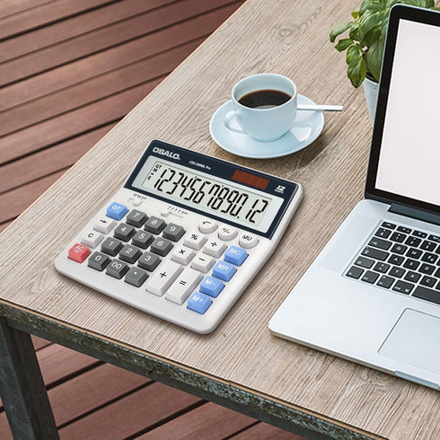 OSALO Desktop Calculator Extra Large Display 12 Digits Big Buttons Solar Accounting Calculator for Office (OS-200ML)...