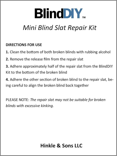 BlindDIY™ Clear Mini Blind Slat Repair Kit-Clear Blind Repair Tabs with String Holes- Clear Blind Fixers-Horizontal Blinds Replacement Slats...