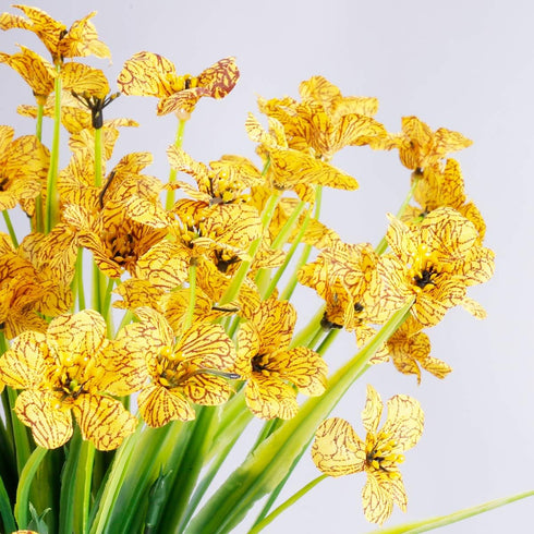 12 Bundles Artificial Flowers Outdoor UV Resistant Flowers No Fade Faux Plastic Plants Garden Porch Window Box Decorating (Yellow)...