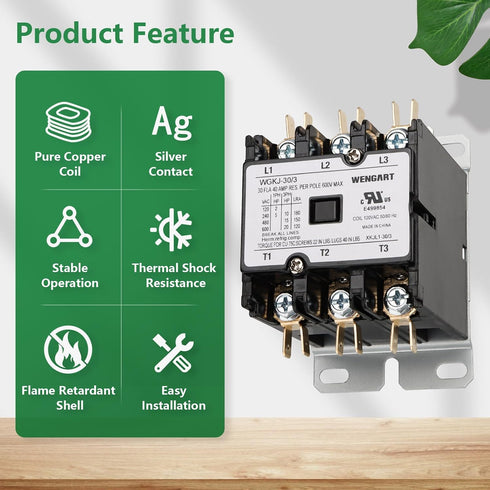 HVAC Contactor,120VAC Control compressor and Fan Motor,Safe and Reliable,Efficient and Energy-saving,Long Service Life (3Pole_30Amp)...