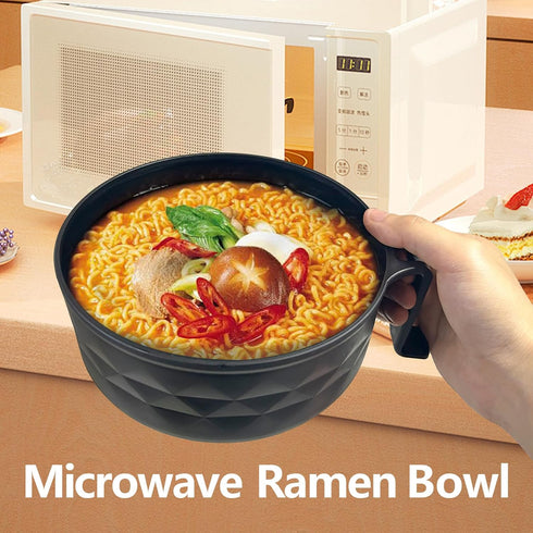 Ramen Bowl Set?Microwave Ramen Cooker Instant Noodles Bowl with Chopsticks Spoon Phone Holder,Rapid Ramen Noodle Bowl for College Dorm Room Essent...