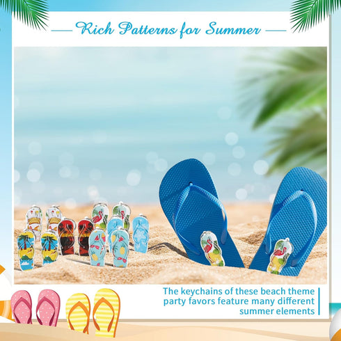 24 Pcs Flip Flop Keychains Bulk Fun Key Chains Small 2.36 x 1.18 Inches Hawaii Souvenirs Goody Bag Fillers for Summer Backpack Purse Luggage Birth...