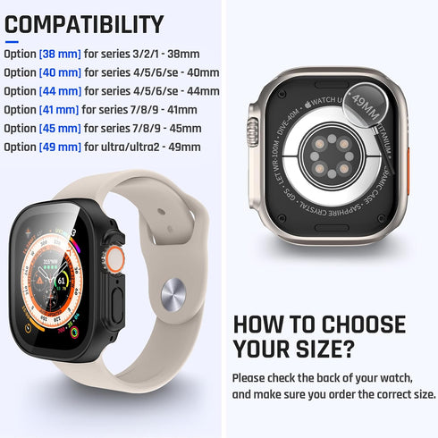 Goton Waterproof Case for Apple Watch Ultra Ultra2 49mm Screen Protector, Full Protective Hard PC Bumper Face Cover Accessories Designed for iWatc...