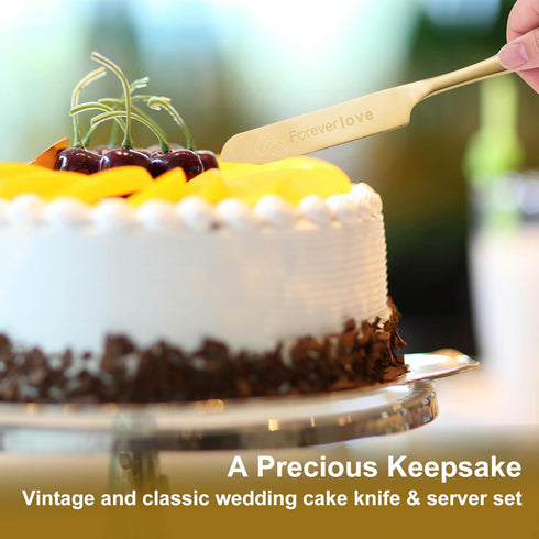 Personalized Cake Cutting Set for Wedding,4 Piece Wedding Cake Knife and Server set, Mr and Mrs Cake Cutter and Forks for Wedding, Birthday, Anniv...