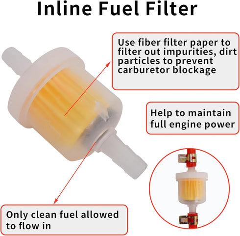 Gas Fuel Line Hose Clamps Oil Filters with Inline Fuel Shut Off Valve Petcock Petrol Switch for 50cc 90cc 110cc 125cc 150cc 250cc Baja BA150 ATV F...
