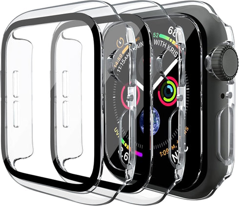 3 Pack Case for Apple Watch Series 3 38mm Hard PC Case with Tempered Glass Screen Protector Waterproof Anti-Scratch HD Ultra-Thin Full Protective ...