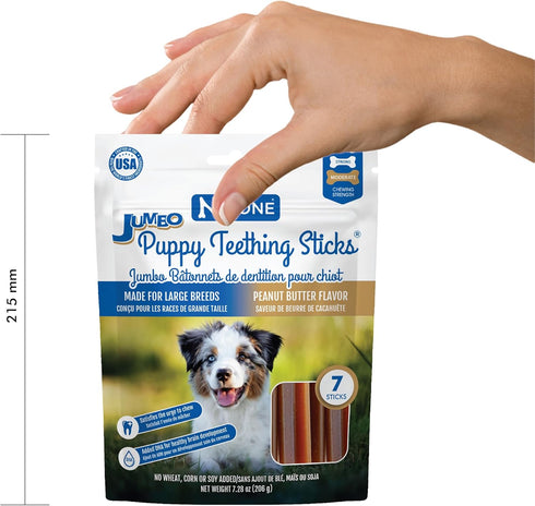 N-Bone Jumbo Puppy Teething Sticks Peanut Butter Flavor Dog Treats, 7 Count 7.28-oz Bag...