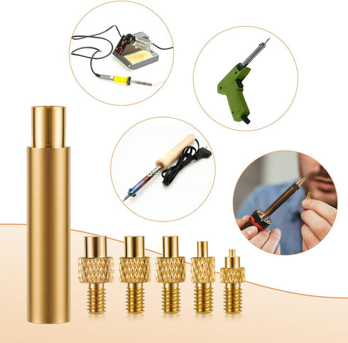 6pcs Soldering Iron Tips Screw in Set, Soldering Iron Heat Set Insert Tips for Sizes M2, M2.5, M3, M4, M5 and M6 3D Printing Supplies Compatible w...