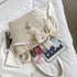 Women Large Straw Beach Tote Bag Summer Hand-woven Bags Shoulder Bag Leather Handle Beach Handbags with Cute Lace Bow Small (White)...