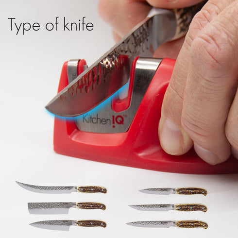 50883 - Edge Grip 2-Stage Knife Sharpener - Red - Coarse & Fine Sharpeners - Compact - Stable Non-Slip Base - Soft Grip Rubber Handle - Straight &...