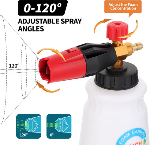 DUSICHIN Foam Cannon Soap Cannon for Pressure Washer Foam Gun Soap Sprayer 4000 PSI Wide Neck Snow Foam Gun Adjustable Nozzle Car Washer with 1L C...