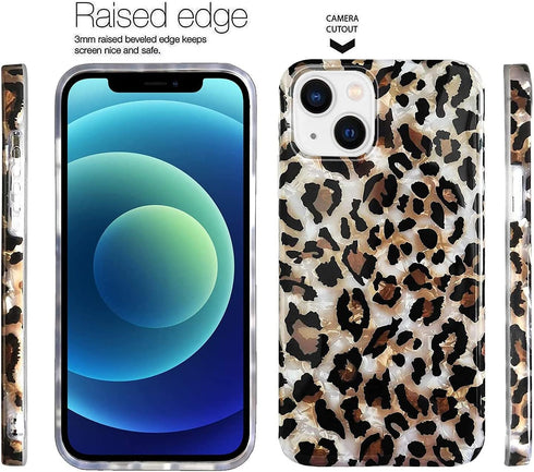 J.west Case Compatiable with iPhone 13 6.1 inch,Sparkly Animal Leopard Print Pattern Vintage Cheetah Design Glitter Translucent Clear Soft TPU Sli...