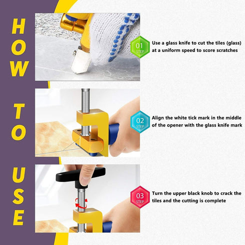 Canitu 2 in 1 Manual Tile Glass Cutter Tool Kit with 3-15 mm Tungsten Steel Blades Breaking Pliers Manual Glass Tile Cutter Hand Tool for Home DIY...