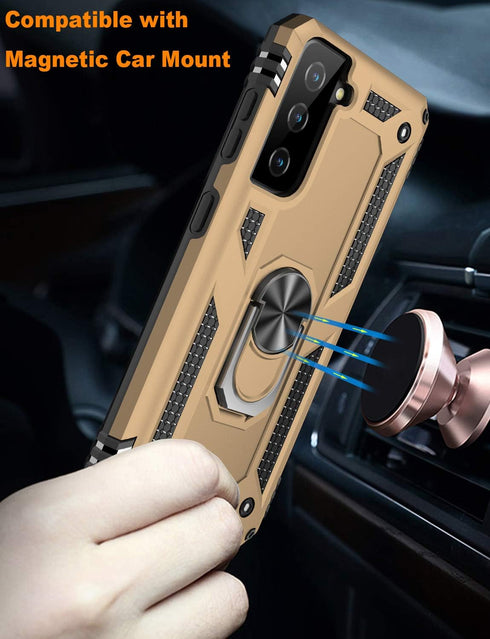IKAZZ for Galaxy S21 Case,Military Grade Shockproof Heavy Duty Protective Phone Cover Pass 16ft Drop Test with Magnetic Kickstand Car Mount Holder...