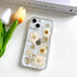 for iPhone 13 / iPhone 14/ iPhone 15 Clear Case with Pressed Real Flowers Design,Glitter Cute White Floral Pattern Soft TPU Protective Women Girl'...