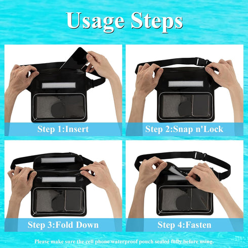 Waterproof Waist Pouch,Screen Touchable Dry Belt Bag,Waterproof Waist Bag,Waterproof Fanny Pack for Swimming Kayaking Snorkeling Beach -Black...