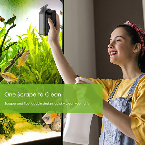 AQQA Magnetic Aquarium Fish Tank Cleaner Fish Tank Glass Algae Scraper Glass Cleaner Scrubber Floating Clean Brush Suitable for Freshwater and Sal...