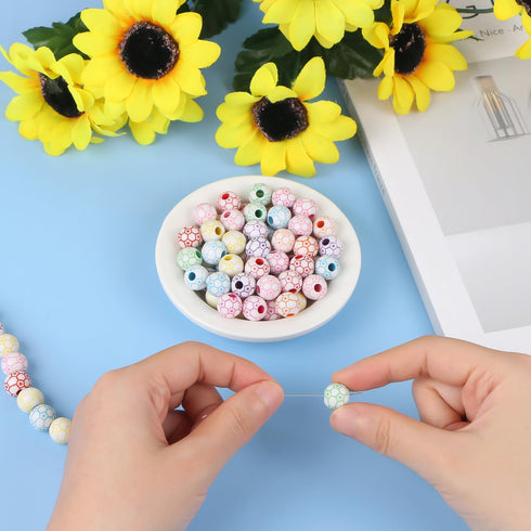 100pcs Rainbow Soccer Beads with 5.5 Yard Elastic Rope,Acrylic Sports Beads DIY Spacer Beads for Necklace Bracelet Keychains Handmade Jewelry Maki...