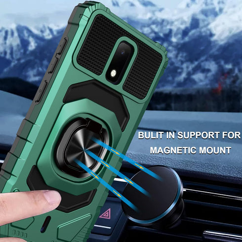 Ailiber for Cricket Debut Case, AT&T Calypso 2(U319AA) Case with Screen Protector, Ring Kickstand for Magnetic Car Mount, Heavy Duty Shockproof Mi...