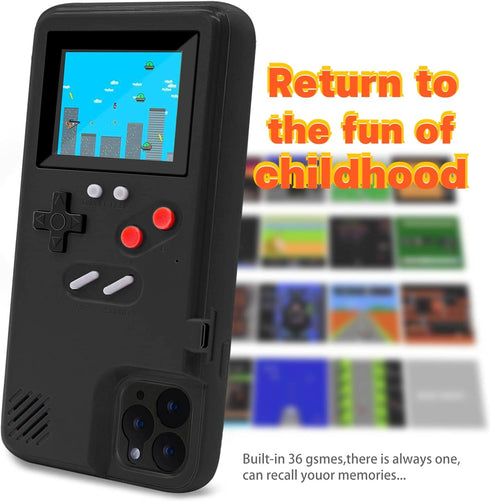 LucBuy Game Console Case for iPhone 15 Pro, Retro Protective Cover Self-Powered Case with 36 Small Game, Full Color Display, Shockproof Video Comp...