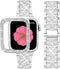 SUPOIX Compatible with Apple Watch Band 41mm + Case, Women Jewelry Bling Diamond Metal Bands & 2 Pack Protective Cover Cases for iWatch Series 9/8...