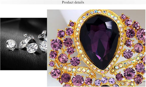 Wedding Bridal Big Crystal Rhinestone Bouquet Brooch Pin for Women (light blue)...