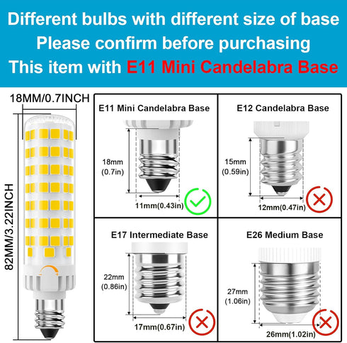 E11 LED Bulb Dimmable, JDE11 120V 100W Halogen Equivalent, T3/T4 Mini Candelabra Base, 4000K Natural White, ?10W 1000 Lumen E11 Bulbs for Ceiling ...