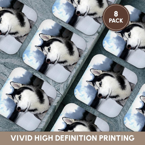 3dRose CST_4438_2 Siberian Husky Soft Coasters, (Set of 8)...