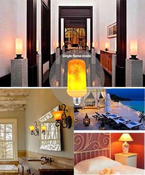 Upgraded Single Mode LED Flame Light Bulb with Gravity Sensor 6W E26 Indoor Flame Flickering Bulb 12V Outdoor One Mode Flaming Bulb for Holiday/Ba...