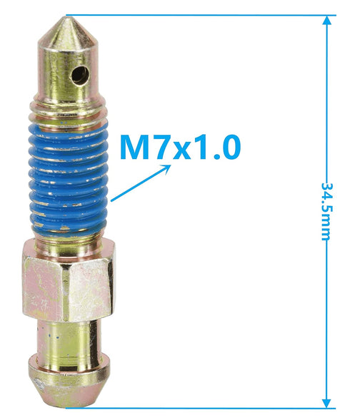 4 PCS Speed Bleeder, Bleeder Valve, Brake Bleeder Screws, Quick Bleeders with Dust Caps, M7x1.0-34.5mm, H9411-4, 105400, 639570...