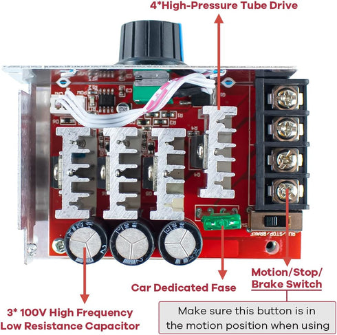 PWM Motor Speed Controller DC 7-70V 30A 12V 24V 36V 48V with 30 Amp Fuse...