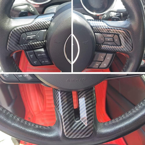 ABS Interior Steering Wheel Button Frame Cover Trim for Ford Mustang Accessories 2015 2016 2017 2018 2019 2020 2021 2022 2023 (Not for 2024 Model)...
