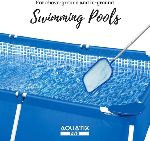 Aquatix Pro Pool Skimmer 5ft Long, 5 Section Connecting Pole with Hook Handle, for Spa, Hot Tub, Pond, Swimming Pools, Fine Mesh Bag, Hand Skimmer...