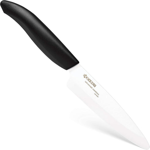 Kyocera Advanced Ceramic Revolution Series 4.5-inch Utility Knife, Black Handle, White Blade - FK-110 WH...