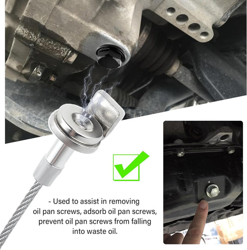 Flexible Magnetic Oil Drain Plug Removal Tool,14.5inch Oil Drain Plug Tool with Strong Magnetism,Must Have Car Tools Fit Most Oil Pan Plug Screw R...