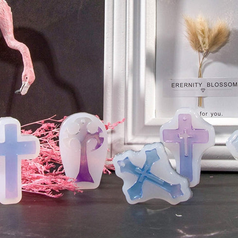 Hendevl Cross Silicone Mould, 5pcs Cross Shape Silicone Mould Resin Casting Molds Cross Jewelry Mold for DIY Decorative Craft Jewellery Making Too...
