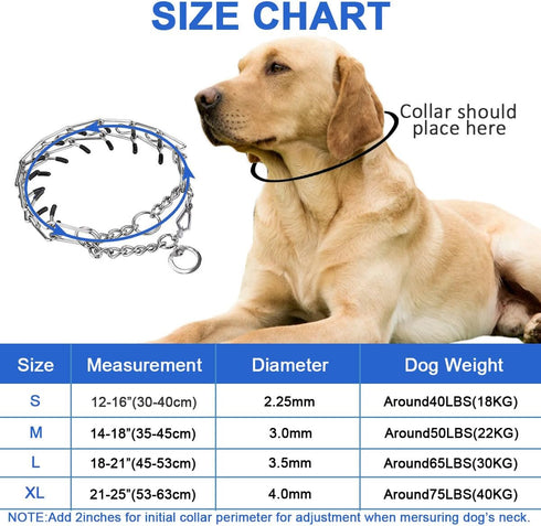 Prong Training Collar for Dogs, Adjustable Dog Pinch Collar with Quick Release Buckle, Dog Collar for Small Medium Large Dogs, Extra 2 Links and C...