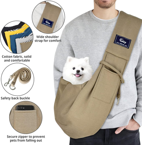 CUBY Dog and Cat Sling Carrier - Hands Free Reversible Pet Papoose Bag - Soft Pouch and Tote Design - Suitable for Puppy, Small Dogs Cats Outdoor ...