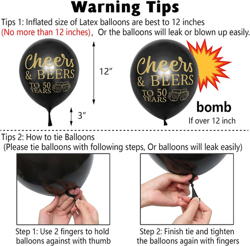 50th Birthday Decorations, Black Gold 50 Year Anniversary Decorations, Cheers To 50 Years Banner, Fifty Sign Latex Balloon 50 Gold Balloon Cheers ...